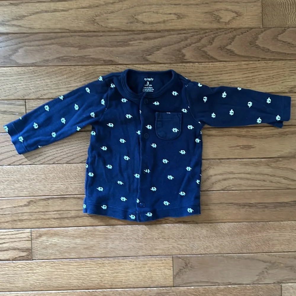 🐘 CARTER’S matching Set - Blue elephants top & pants 3 months boy girl baby